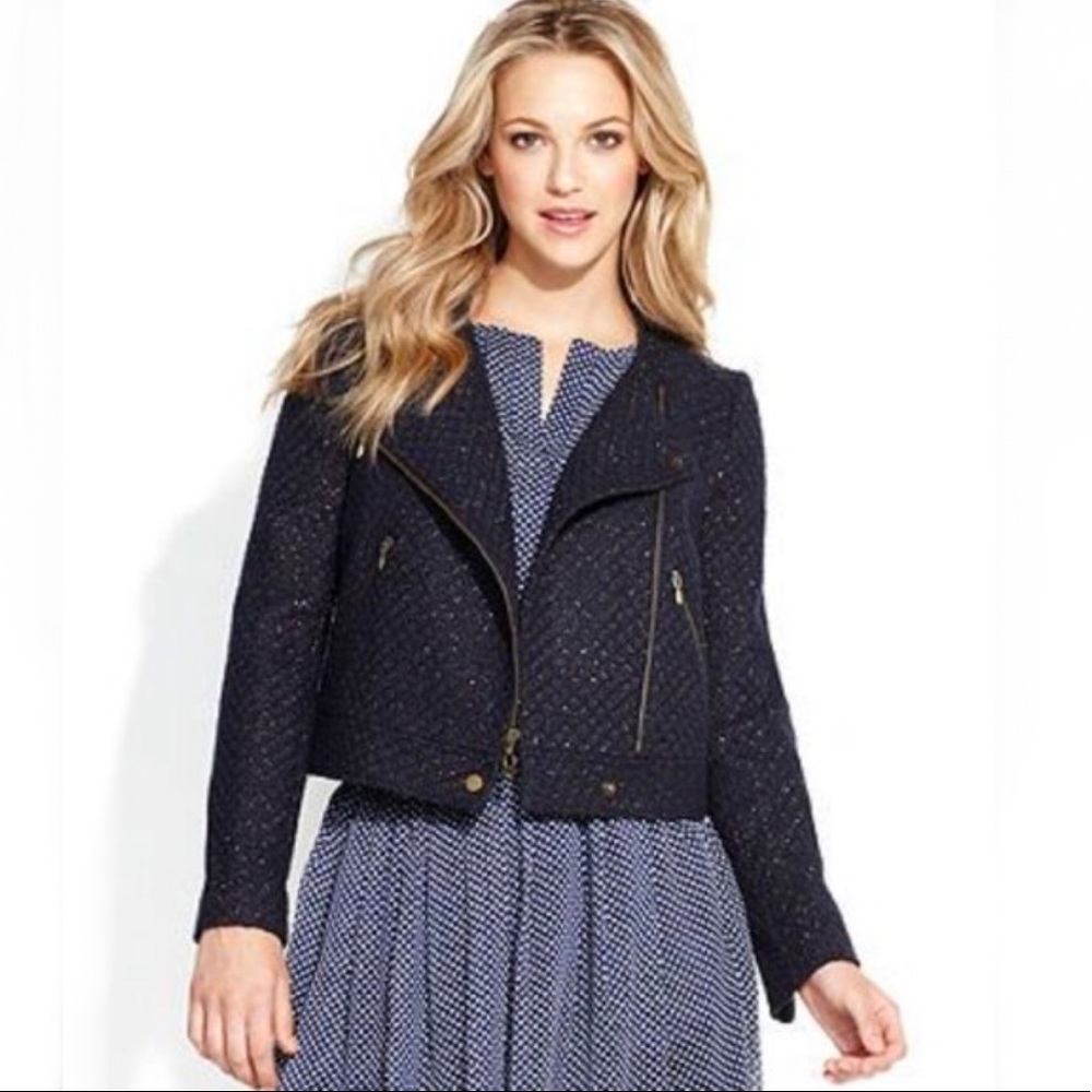 💥NWT QMack Metallic Tweed Motorcycle Jacket Size XS
